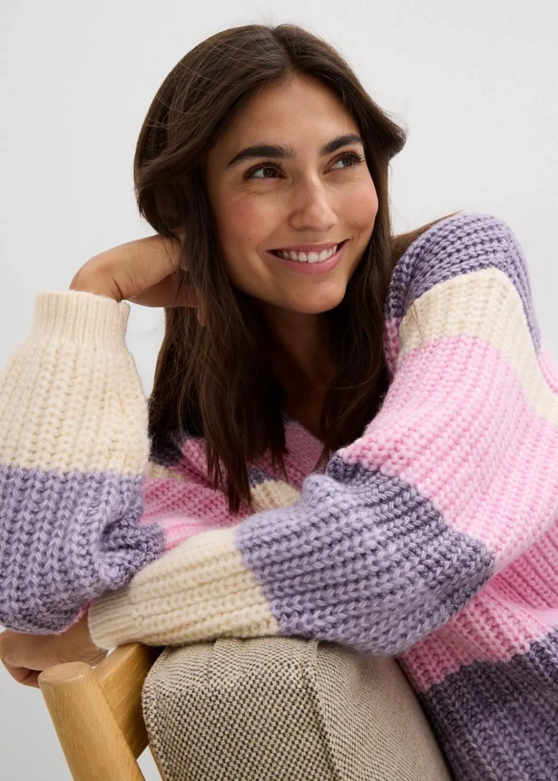 bonprix Bekleidung·Umstandsmode|Bekleidung·Jeans^Grobstrickjacke mit Farbverlauf elfenbein