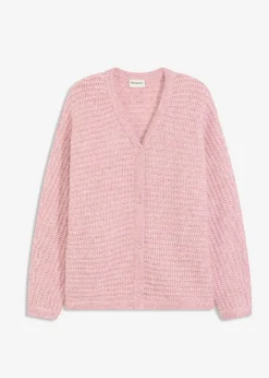 bonprix Strickmode|Pullover & Strickjacken^Grobstrickjacke mit Wollanteil aschrosa meliert