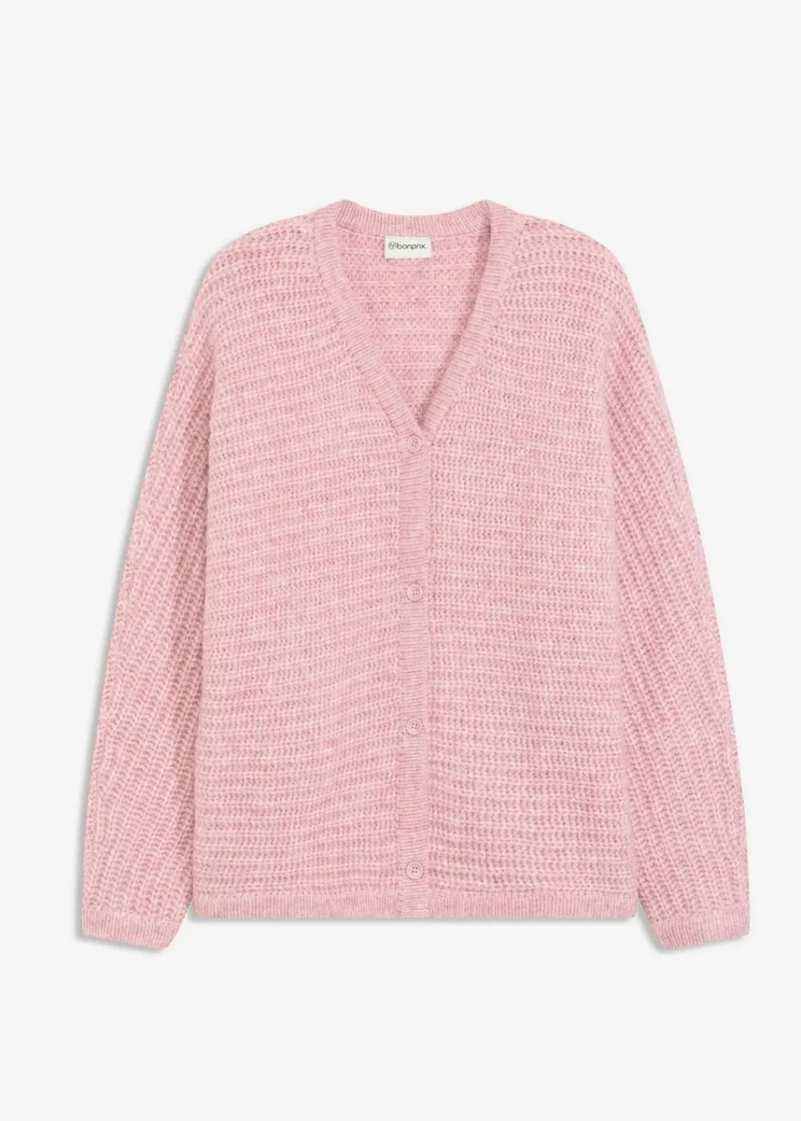bonprix Strickmode|Pullover & Strickjacken^Grobstrickjacke mit Wollanteil aschrosa meliert
