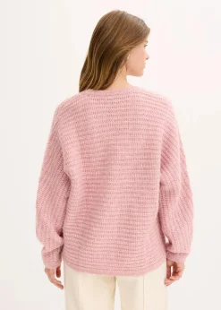 bonprix Strickmode|Pullover & Strickjacken^Grobstrickjacke mit Wollanteil aschrosa meliert