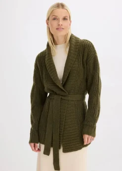 bonprix Bekleidung·Umstandsmode|Bekleidung·Jeans^Grobstrickjacke mit Zopfmuster erdoliv