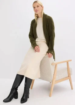 bonprix Bekleidung·Umstandsmode|Bekleidung·Jeans^Grobstrickjacke mit Zopfmuster erdoliv