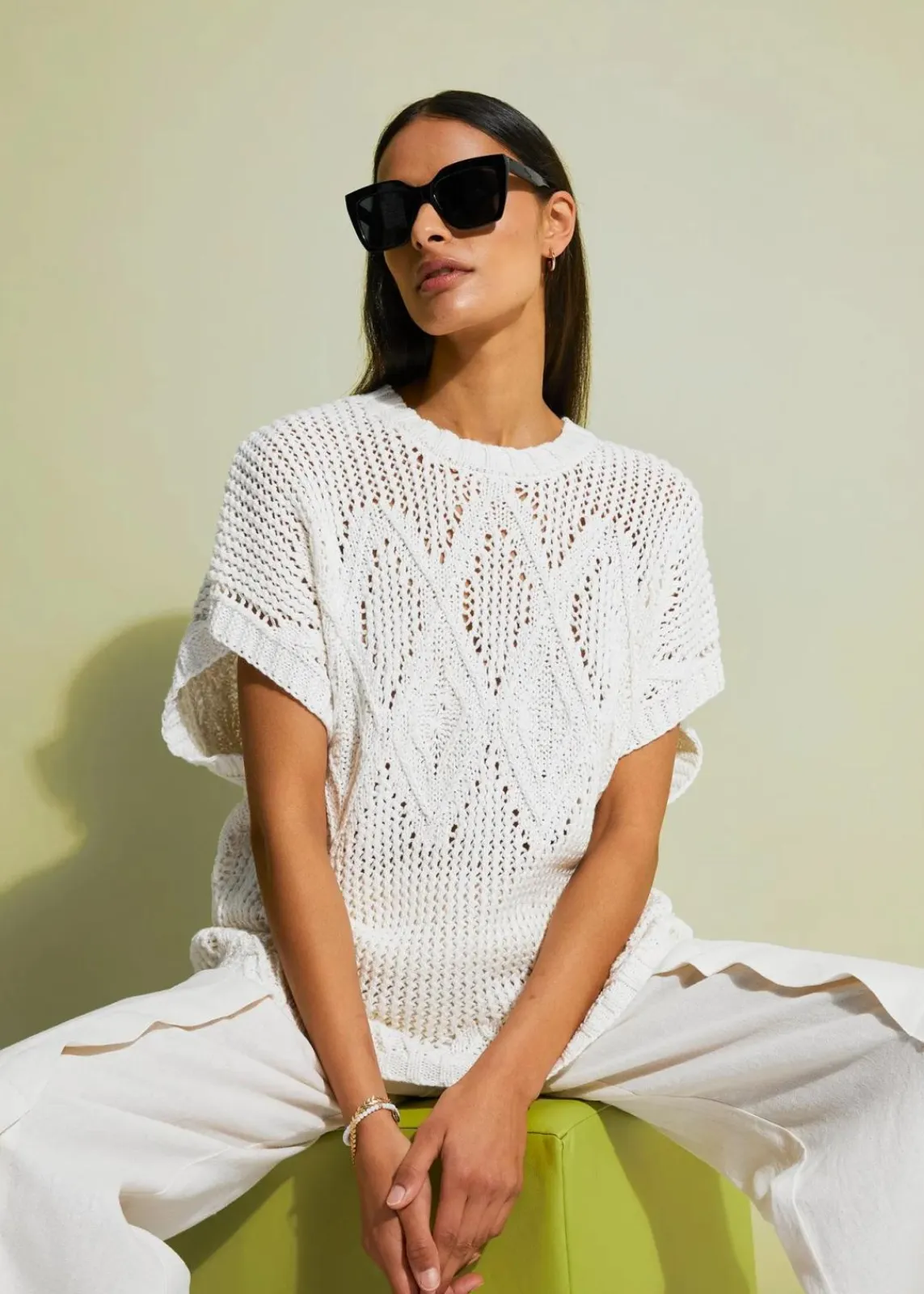 bonprix Strickmode|Pullover & Strickjacken^Grobstrick-Pullover wollweiß