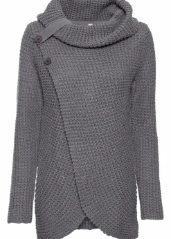bonprix Bekleidung·Umstandsmode|Bekleidung·Jeans^Grobstrick-Pullover dunkelgrau meliert
