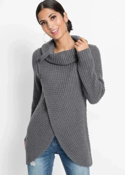 bonprix Bekleidung·Umstandsmode|Bekleidung·Jeans^Grobstrick-Pullover dunkelgrau meliert