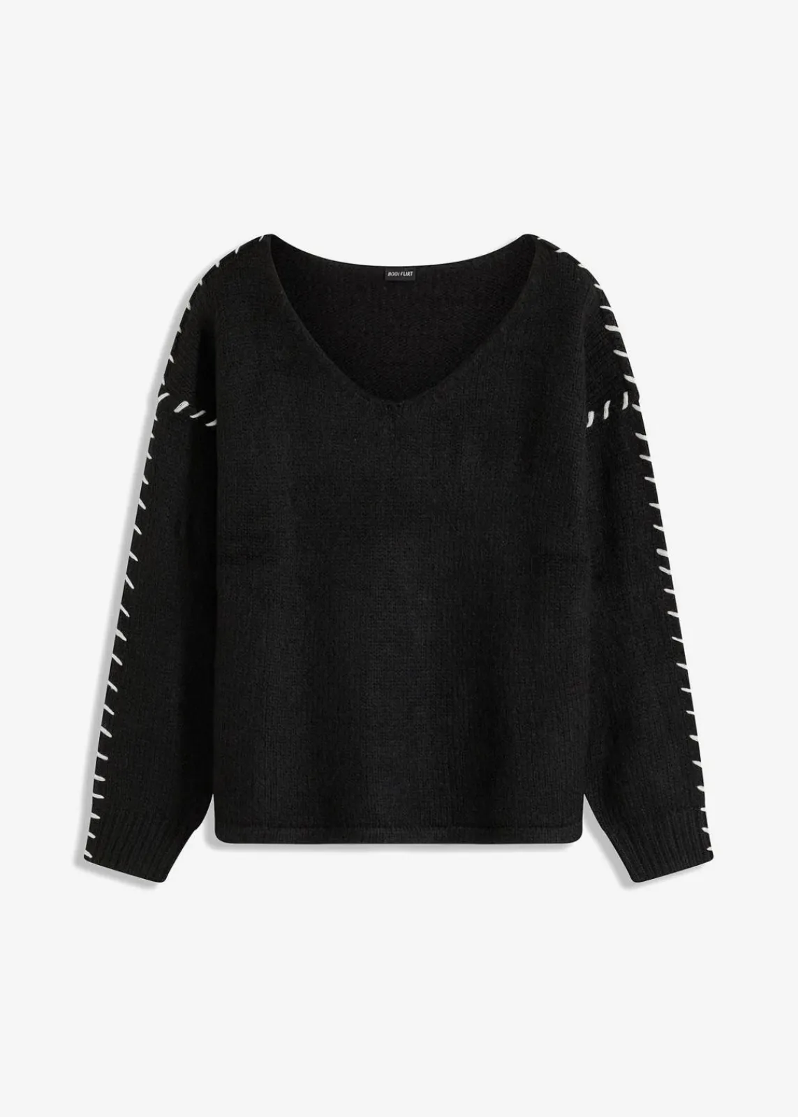 bonprix Bekleidung·Umstandsmode|Bekleidung·Jeans^Grobstrick-Pullover schwarz/cremeweiß