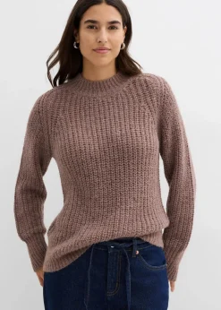 bonprix Pullover & Strickjacken|Strickmode^Grobstrick-Pullover matt braun/dunkelbraun