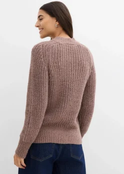 bonprix Pullover & Strickjacken|Strickmode^Grobstrick-Pullover matt braun/dunkelbraun