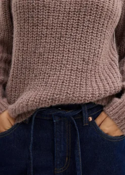 bonprix Pullover & Strickjacken|Strickmode^Grobstrick-Pullover matt braun/dunkelbraun