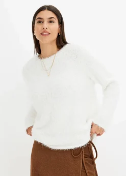 bonprix Pullover & Strickjacken|Bekleidung·Jeans^Grobstrick-Pullover wollweiß