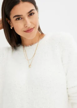 bonprix Pullover & Strickjacken|Bekleidung·Jeans^Grobstrick-Pullover wollweiß