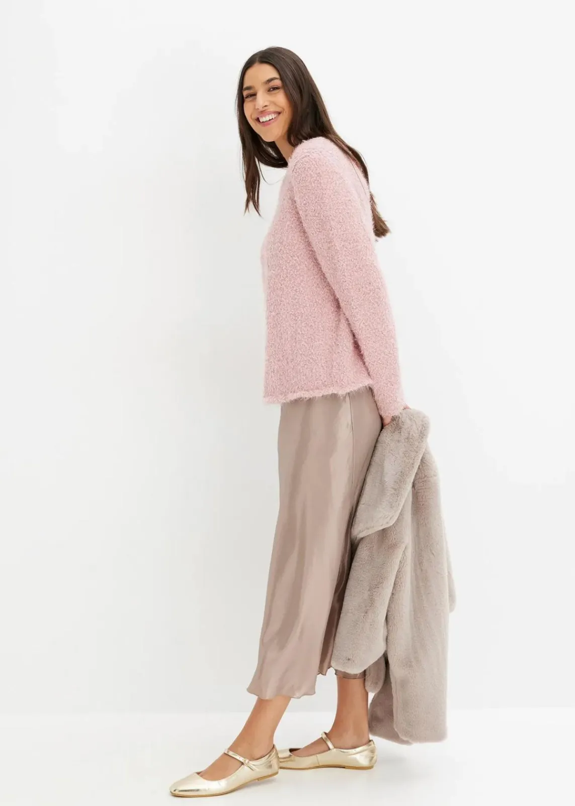 bonprix Bekleidung·Umstandsmode|Strickmode^Grobstrick-Pullover aschrosa