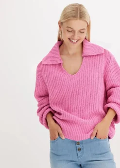 bonprix Bekleidung·Umstandsmode|Bekleidung·Jeans^Grobstrick-Pullover rosapink