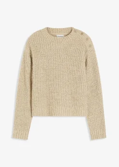 bonprix Bekleidung·Umstandsmode|Bekleidung·Jeans^Grobstrick-Pullover mattschilf meliert