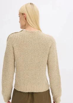 bonprix Bekleidung·Umstandsmode|Bekleidung·Jeans^Grobstrick-Pullover mattschilf meliert
