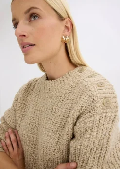 bonprix Bekleidung·Umstandsmode|Bekleidung·Jeans^Grobstrick-Pullover mattschilf meliert