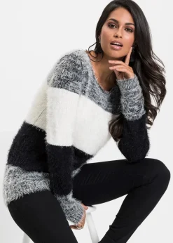 bonprix Bekleidung·Umstandsmode|Bekleidung·Jeans^Grobstrick-Pullover schwarz/weiß gestreift