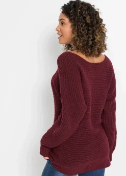 bonprix Bekleidung·Umstandsmode|Bekleidung·Jeans^Grobstrick-Pullover ahornrot meliert