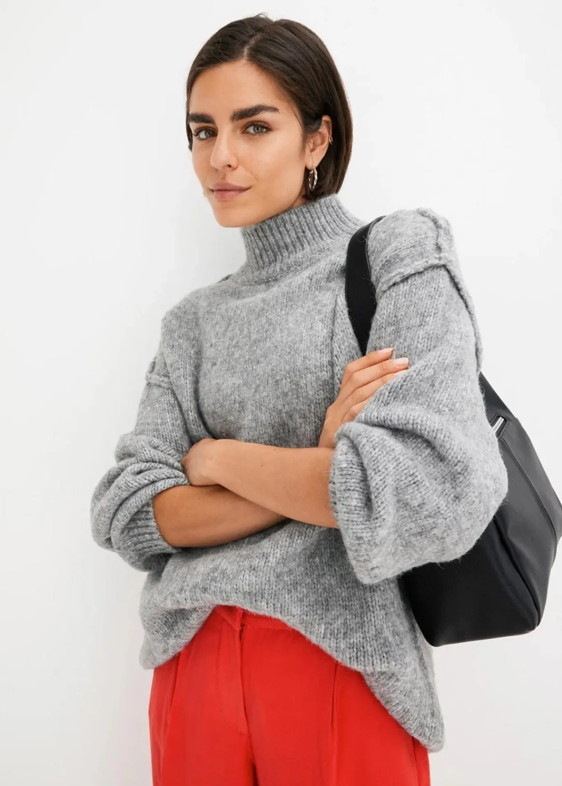 bonprix Bekleidung·Umstandsmode|Bekleidung·Jeans^Grobstrick-Pullover grau meliert