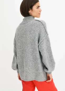 bonprix Bekleidung·Umstandsmode|Bekleidung·Jeans^Grobstrick-Pullover grau meliert