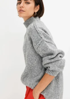 bonprix Bekleidung·Umstandsmode|Bekleidung·Jeans^Grobstrick-Pullover grau meliert