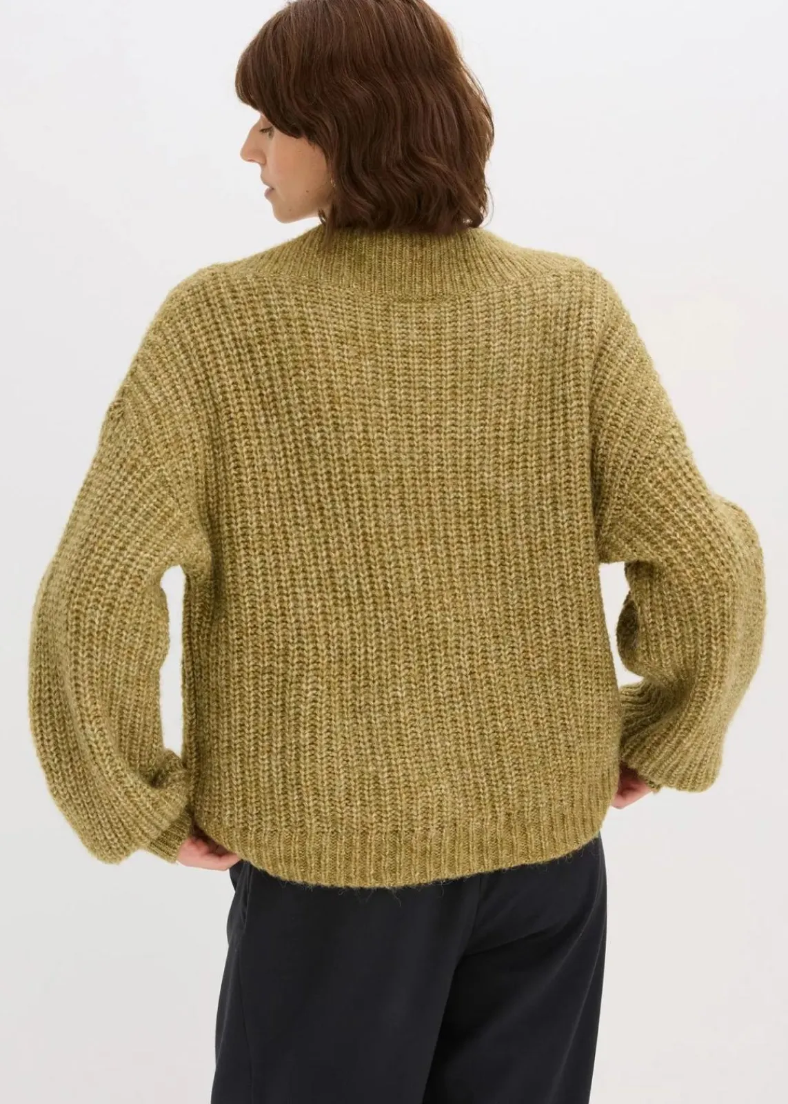 bonprix Bekleidung·Umstandsmode|Bekleidung·Jeans^Grobstrick-Pullover mistelgrün meliert