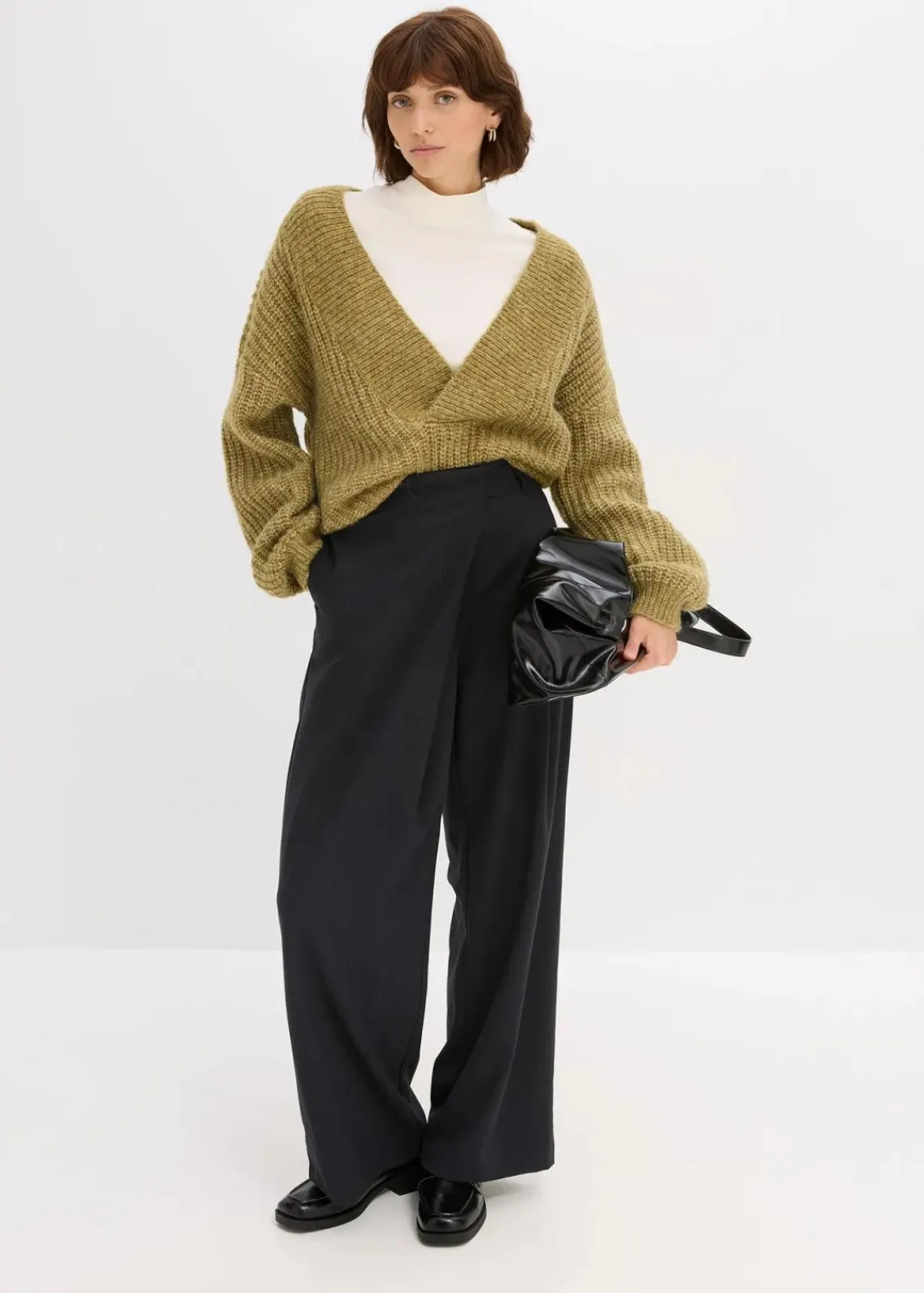bonprix Bekleidung·Umstandsmode|Bekleidung·Jeans^Grobstrick-Pullover mistelgrün meliert