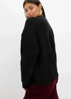 bonprix Bekleidung·Umstandsmode|Strickmode^Grobstrick-Pullover schwarz