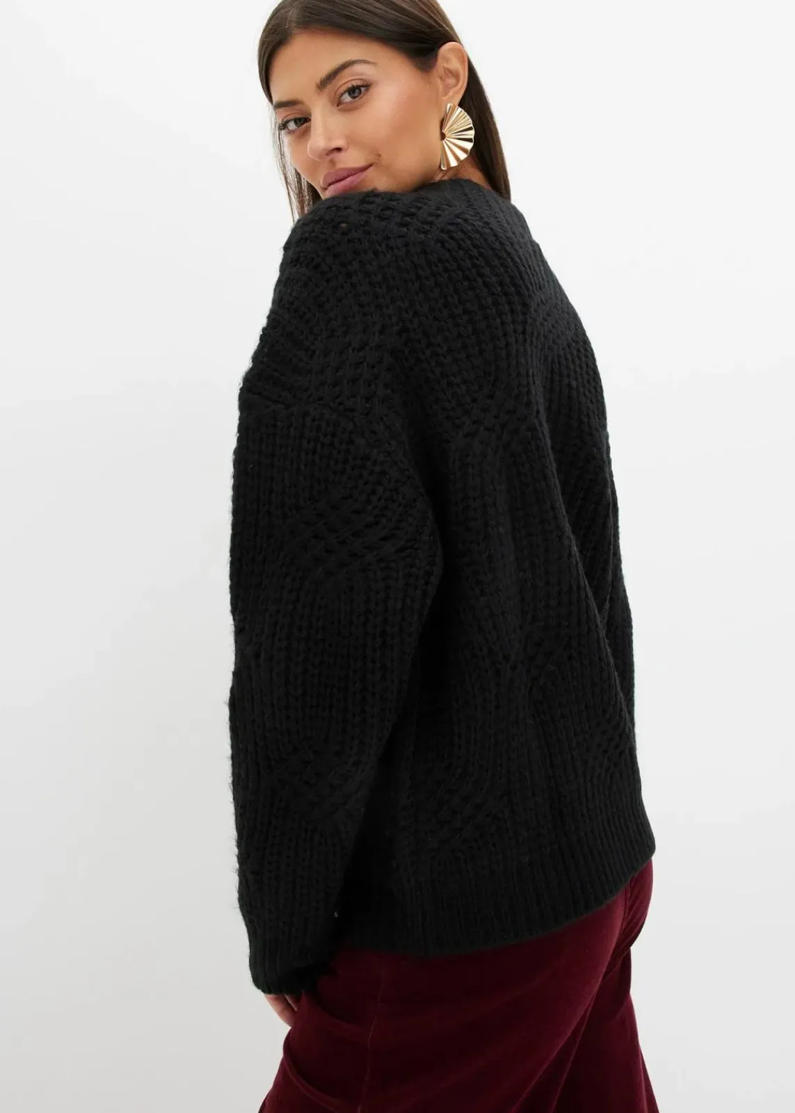 bonprix Bekleidung·Umstandsmode|Strickmode^Grobstrick-Pullover schwarz