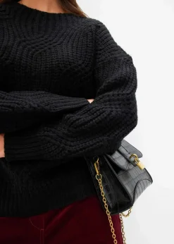 bonprix Bekleidung·Umstandsmode|Strickmode^Grobstrick-Pullover schwarz