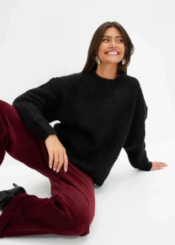 bonprix Bekleidung·Umstandsmode|Strickmode^Grobstrick-Pullover schwarz