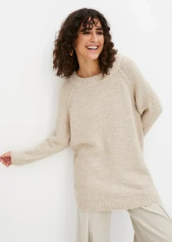 bonprix Bekleidung·Umstandsmode|Bekleidung·Jeans^Grobstrick-Pullover aus Teddygarn creme