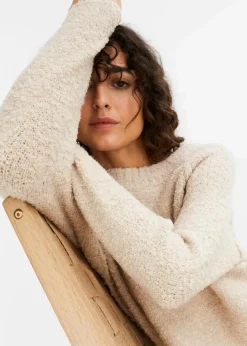 bonprix Bekleidung·Umstandsmode|Bekleidung·Jeans^Grobstrick-Pullover aus Teddygarn creme