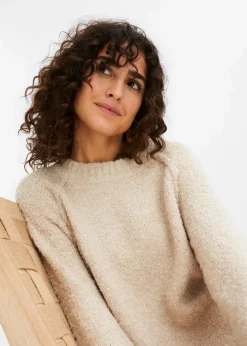 bonprix Bekleidung·Umstandsmode|Bekleidung·Jeans^Grobstrick-Pullover aus Teddygarn creme