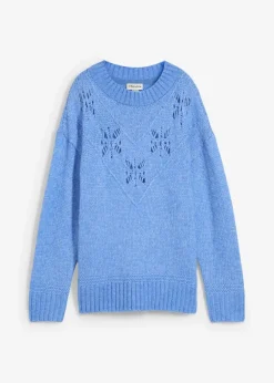 bonprix Strickmode|Pullover & Strickjacken^Grobstrick-Pullover aus weichem Woll-Mix mittelblau