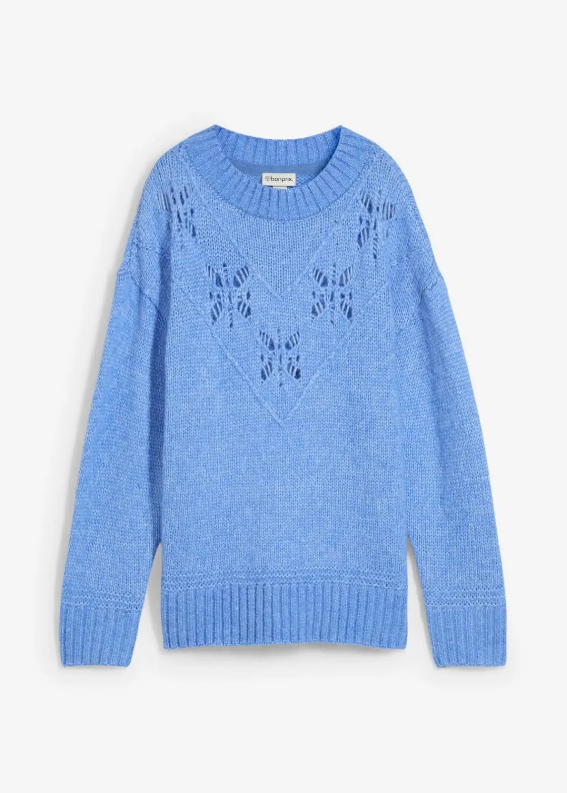 bonprix Strickmode|Pullover & Strickjacken^Grobstrick-Pullover aus weichem Woll-Mix mittelblau