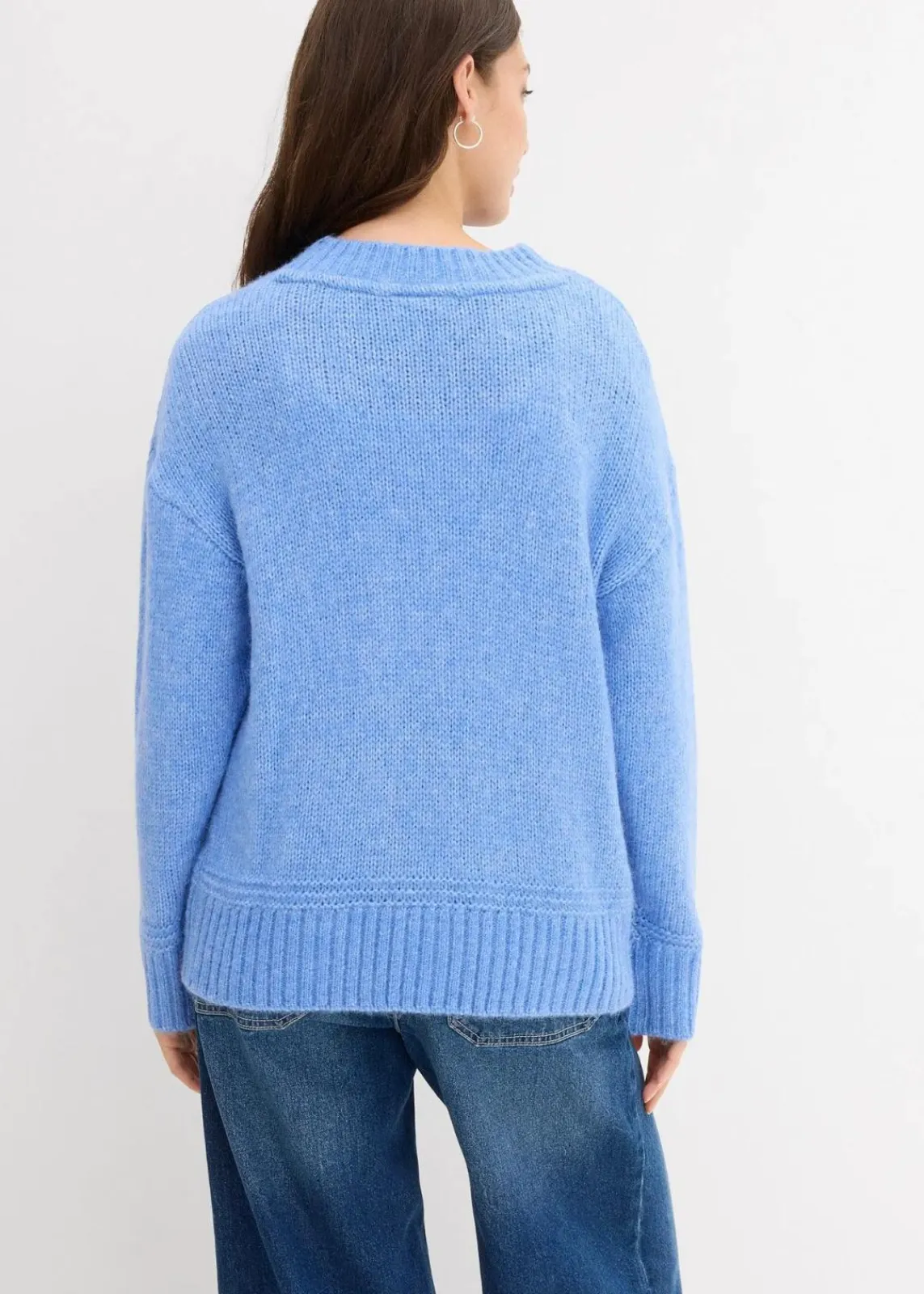 bonprix Strickmode|Pullover & Strickjacken^Grobstrick-Pullover aus weichem Woll-Mix mittelblau