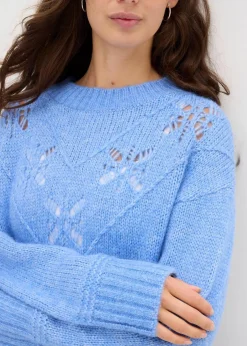 bonprix Strickmode|Pullover & Strickjacken^Grobstrick-Pullover aus weichem Woll-Mix mittelblau
