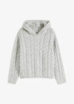 bonprix Nachhaltigere Materialien|Pullover & Strickjacken^Grobstrick-Pullover aus weichem Woll-Mix hellgrau meliert