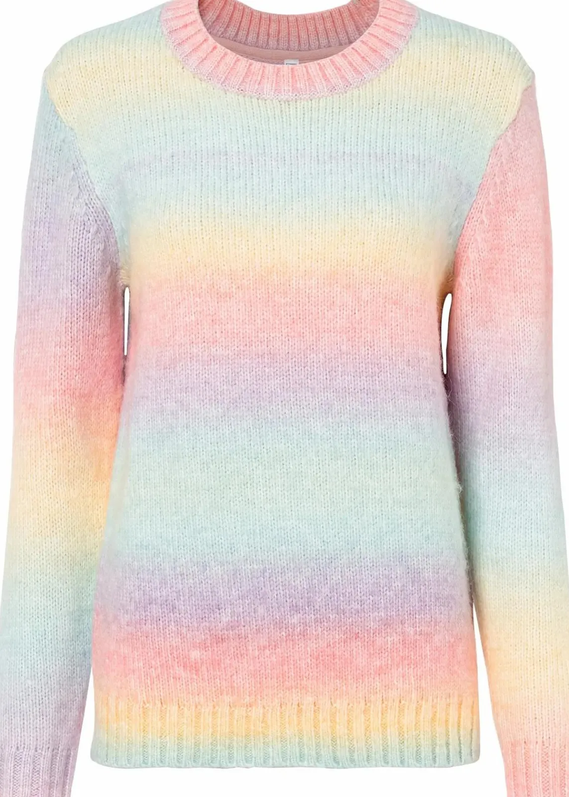 bonprix Bekleidung·Umstandsmode|Strickmode^Grobstrick-Pullover aus weichem Woll-Mix rosa/gelb/hellblau/lila gestreift