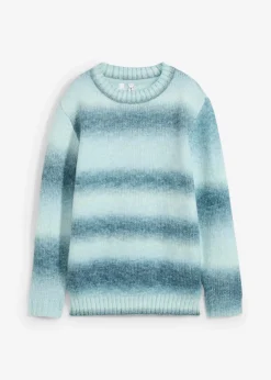 bonprix Bekleidung·Umstandsmode|Strickmode^Grobstrick-Pullover aus weichem Woll-Mix aquapastell/graublau/softsalbei/jeansblau gestreift