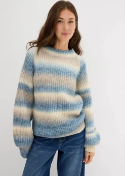 bonprix Bekleidung·Umstandsmode|Bekleidung·Jeans^Grobstrick-Pullover aus weichem Woll-Mix jeansblau