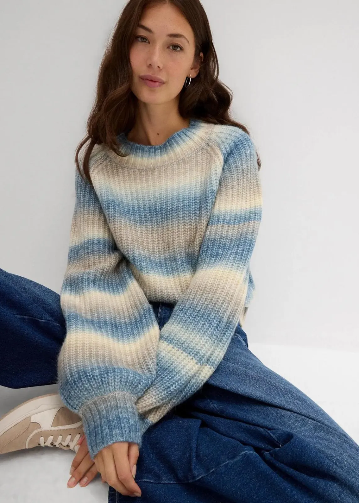 bonprix Bekleidung·Umstandsmode|Bekleidung·Jeans^Grobstrick-Pullover aus weichem Woll-Mix jeansblau