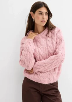 bonprix Strickmode|Pullover & Strickjacken^Grobstrick-Pullover aus weichem Woll-Mix aschrosa