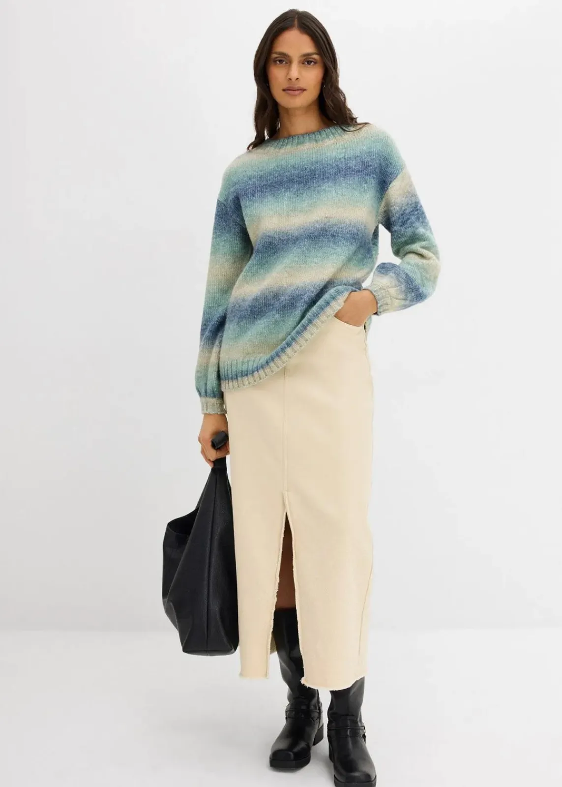 bonprix Strickmode|Pullover & Strickjacken^Grobstrick-Pullover aus weichem Woll-Mix tiefblau