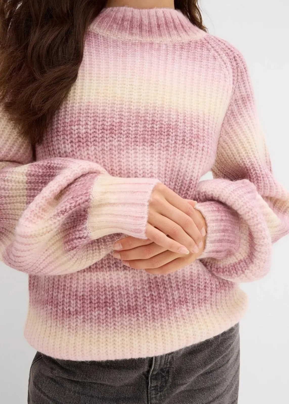 bonprix Pullover & Strickjacken|Strickmode^Grobstrick-Pullover aus weichem Woll-Mix kristallrosa