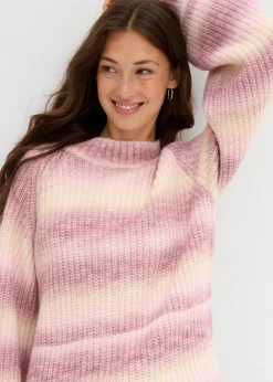 bonprix Pullover & Strickjacken|Strickmode^Grobstrick-Pullover aus weichem Woll-Mix kristallrosa