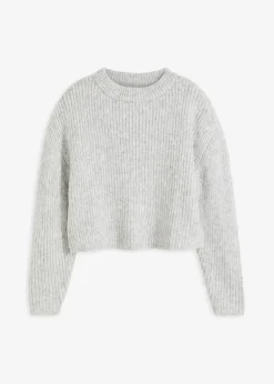 bonprix Bekleidung·Umstandsmode|Bekleidung·Jeans^Grobstrick-Pullover aus weichem Woll-Mix hellgrau meliert