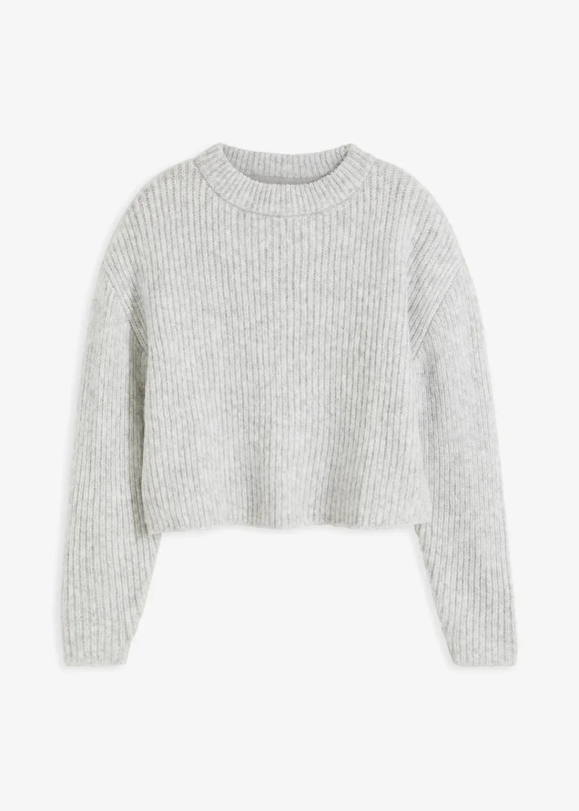 bonprix Bekleidung·Umstandsmode|Bekleidung·Jeans^Grobstrick-Pullover aus weichem Woll-Mix hellgrau meliert