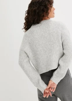 bonprix Bekleidung·Umstandsmode|Bekleidung·Jeans^Grobstrick-Pullover aus weichem Woll-Mix hellgrau meliert